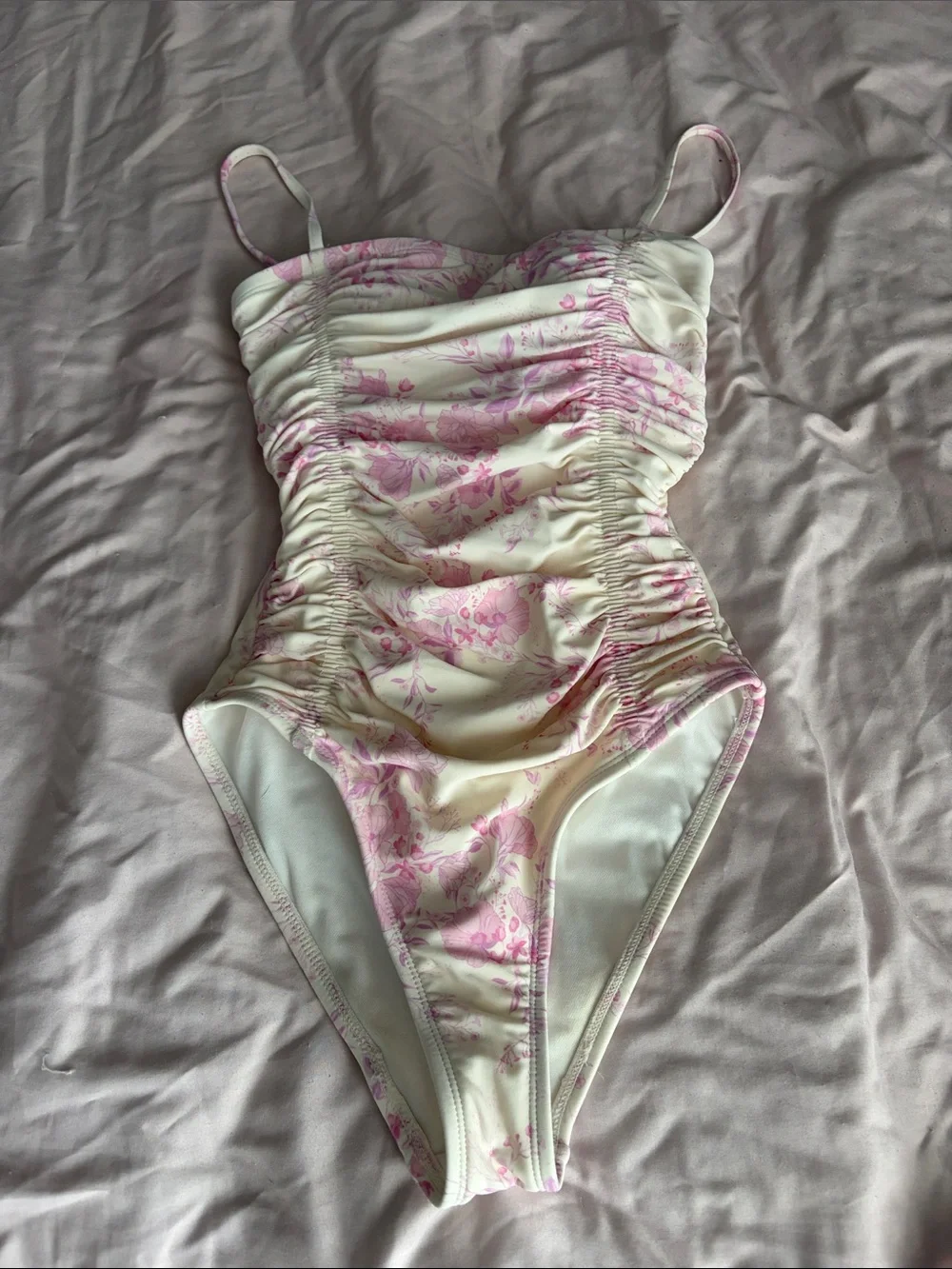 Target Cream One-Piece Swimsuit with Pink Floral Print